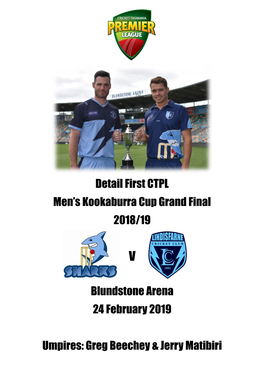 Detail First CTPL Men's Kookaburra Cup Grand Final 2018/19