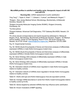 Mirna Replacement in Aortic Calcification Ying Tang1, †, Tapan A