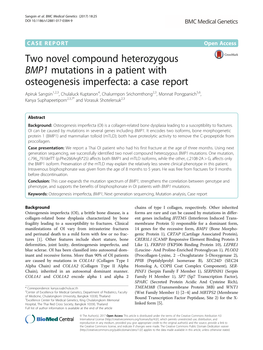 Two Novel Compound Heterozygous BMP1 Mutations in a Patient With