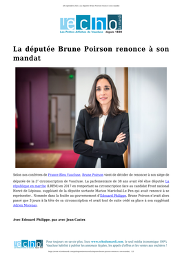 La Députée Brune Poirson Renonce À Son Mandat