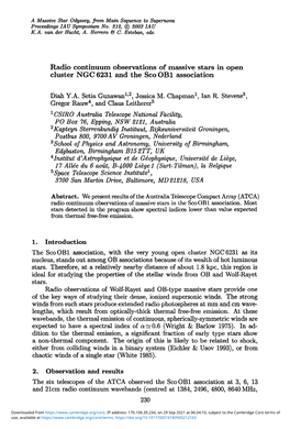 Radio Continuum Observations of Massive Stars in Open Cluster NGC 6231 and the Sco OBI Association