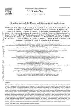 Scientific Rationale for Uranus and Neptune in Situ Explorations