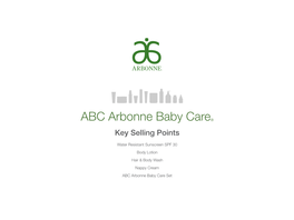 ABC Arbonne Baby Care® Key Selling Points