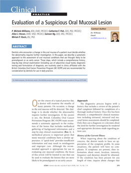 Evaluation of a Suspicious Oral Mucosal Lesion