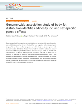 Genome-Wide Association Study of Body Fat Distribution Identifies