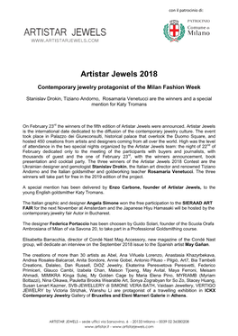 Artistar Jewels 2018