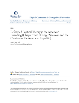 Reformed Political Theory in the American Founding