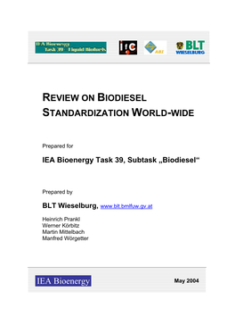 Review on Biodiesel Standardization World-Wide