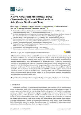 Native Arbuscular Mycorrhizal Fungi Characterization from Saline Lands in Arid Oases, Northwest China