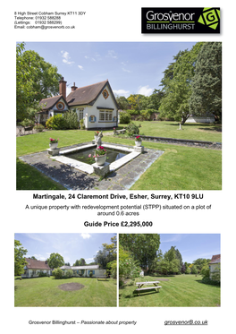 Martingale, 24 Claremont Drive, Esher, Surrey, KT10 9LU