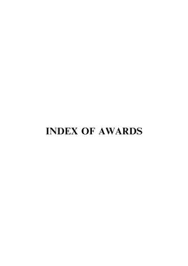 Index of Awards the - Nre