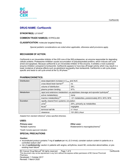 DRUG NAME: Carfilzomib