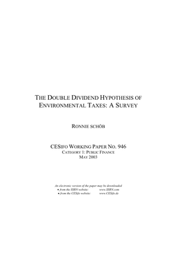 The Double Dividend Hypothesis of Environmental Taxes: a Survey