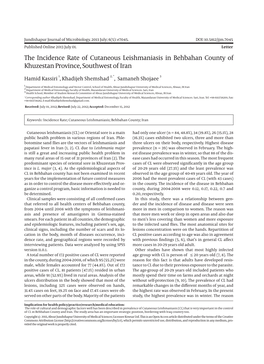 The Incidence Rate of Cutaneous Leishmaniasis in Behbahan County of Khuzestan Province, Southwest of Iran