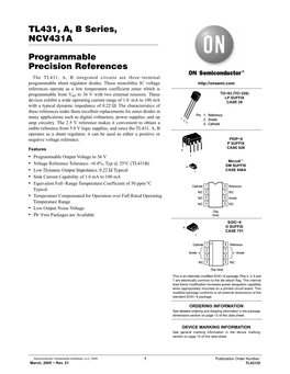 TL431, A, B Series, NCV431A Programmable Precision References