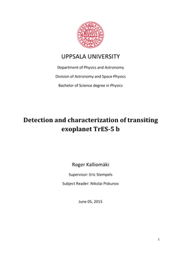 UPPSALA UNIVERSITY Detection and Characterization of Transiting