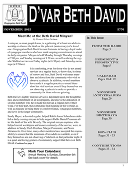 Meet Me at the Beth David Minyan! by Eleanor Weber Dickman in This Issue