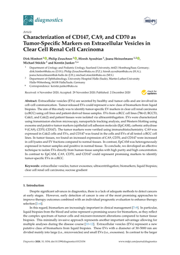 Characterization of CD147, CA9, and CD70 As Tumor-Specific Markers