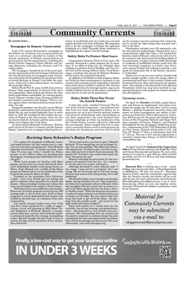 IN UNDER 3 WEEKS Page 68 THE JEWISH PRESS  Friday, April 15, 2011 Community Currents