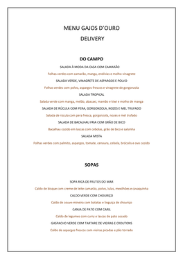 Menu Gajos D'ouro Delivery