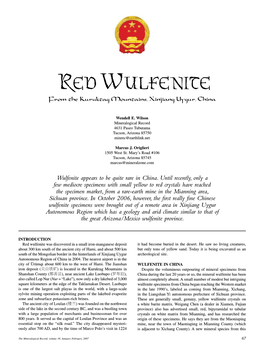 Red Wulfenite from the Kuruktag Mountains, Xinjiang Uygur, China