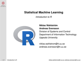 Statistical Machine Learning, VT17