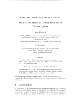 Frames and Bases in Tensor Product of Hilbert Spaces