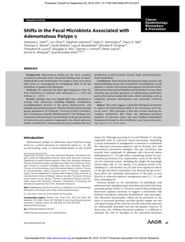 Shifts in the Fecal Microbiota Associated with Adenomatous Polyps