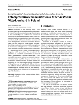 Ectomycorrhizal Communities in a Tuber Aestivum Vittad. Orchard in Poland