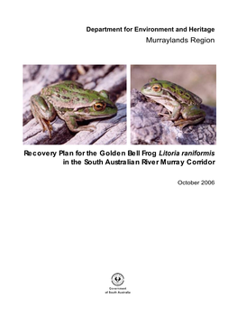 Draft Regional Recovery Plan for the Golden Bell Frog Litoria Raniformis