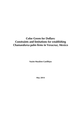 Constraints and Limitations for Establishing Chamaedorea Palm Firms in Veracruz, Mexico