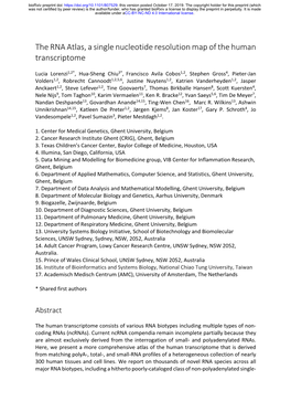 The RNA Atlas, a Single Nucleotide Resolution Map of the Human Transcriptome