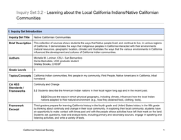 Inquiry Set 3.2 - Learning About the Local California Indians/Native Californian ​ Communities