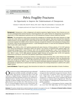 Pelvic Fragility Fractures an Opportunity to Improve the Undertreatment of Osteoporosis