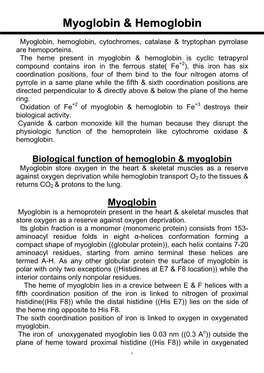 Myoglobin & Hemoglobin