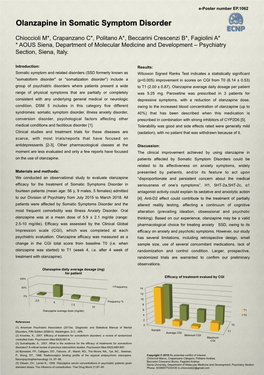 Olanzapine in Somatic Symptom Disorder