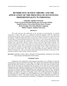 Retributive Justice Theory and the Application of The