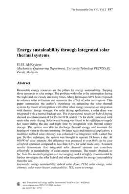 Energy Sustainability Through Integrated Solar Thermal Systems