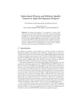 Index-Based Process and Software Quality Control in Agile Development Projects