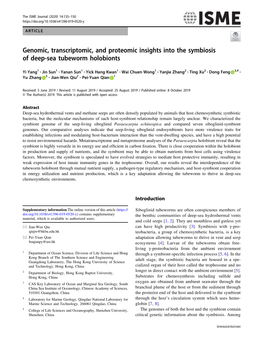 Genomic, Transcriptomic, and Proteomic Insights Into the Symbiosis of Deep-Sea Tubeworm Holobionts