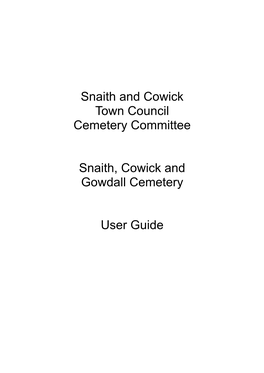 Snaith and Cowick Town Council Cemetery Committee Snaith