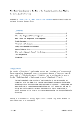 Noether's Contribution to the Rise of the Structural Approach in Algebra