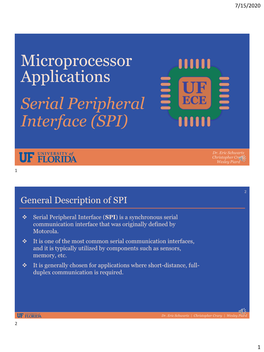 Microprocessor Applications Serial Peripheral Interface (SPI)