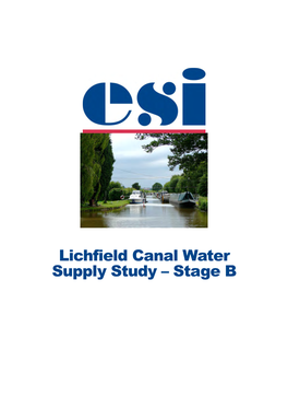 Lichfield Canal Water Supply Study 2016