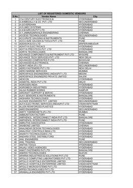 Registered Vendors List