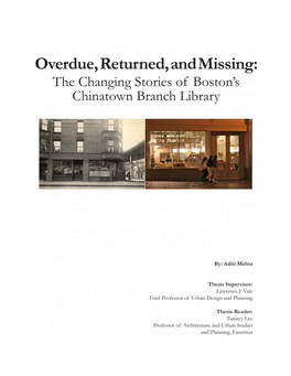 Overdue, Returned, and Missing: the Changing Stories of Boston’S Chinatown Branch Library