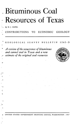 Bituminous Coal Resources of Texas