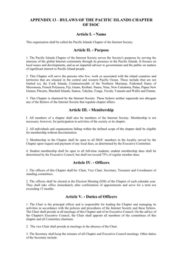 Appendix 13 - Bylaws of the Pacific Islands Chapter of Isoc