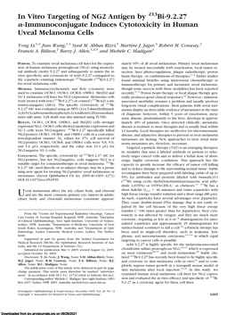 Immunoconjugate Induces Cytotoxicity in Human Uveal Melanoma Cells