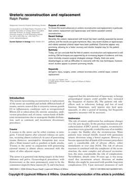 Ureteric Reconstruction and Replacement Ralph Peeker